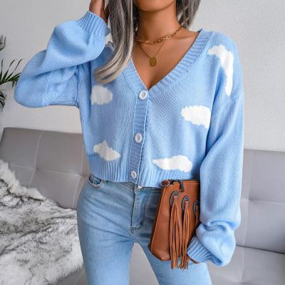 China Anti-pilling anti-pilling hot women in Europe and America Baiyun jacquard knitted cardigan sweater coat for sale