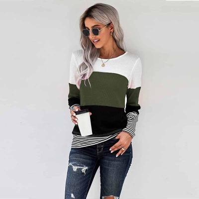 China Fashion wholesale winter anti-pilling round neck striped sweater women's sweater women's long sleeve factory price anti-pilling sweater for sale