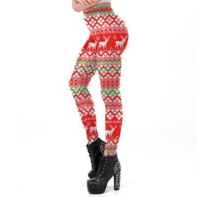 China Ugly Women Christmas Holiday Printed Breathable Yoga Pants High Waisted Christmas Ankle Chain Deer Pattern Breathable Tight Breathable Snowman Cuffs Funny Printed Breathable Pants for sale