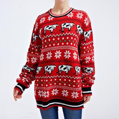 China Factory Supply Winter Anti-Wrinkle Women's Casual Jacquard Sweaters Custom Ugly Christmas Sweater for sale