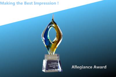 China crystal allegiance award/glass allegiance award/glass colorful trophy/acrylic color award for sale