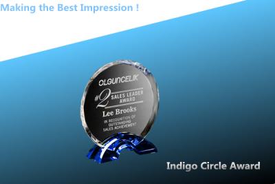 China indigo circle award/crystal indigo circle trophy/crystal circle award/acrylic circle award for sale