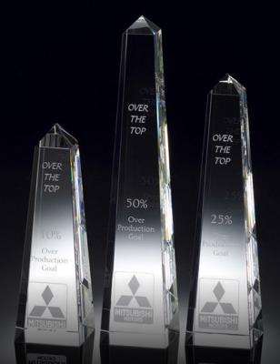 China washington tower crystal award/3d laser crystal tower trophy/obelisk crystal award for sale