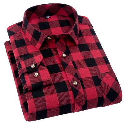 China Csutom Plaid Anti-pilling Plus Size Men Shirt Wholesale Casual Long Sleeve Men's Shirts for sale