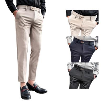 China Auumn new fashion men's spring and waist pants business dress anti-static high quality formal trousers mid waist in tailoring for sale