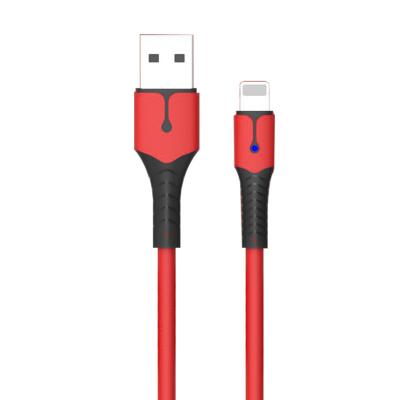 China Smart Chip Perfect Quality 5V 3A USB Liquid Silicone LED Charging Fast Cable/Liquid Soft Rubber Smart Indicator For iPhone Micro Type-C for sale