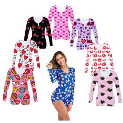 China Breathable ready to ship adult jumpsuit long sleeve pajama romper onsies for women for sale