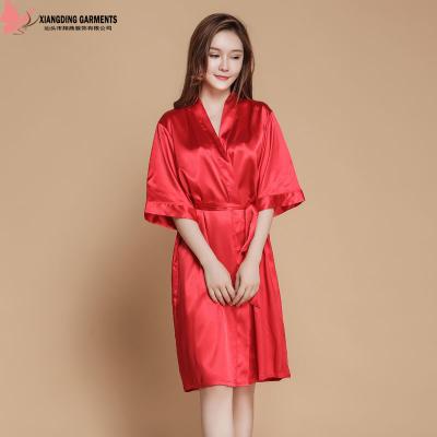 China QUICK DRY Bridal Bathrobe Solid Color Kimono Long Robes Silk Satin Nightgown for sale