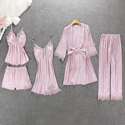 China Sleepwear QUICK DRY Bra Robes Silk Satin Long Robe Set Women Pajamas for sale