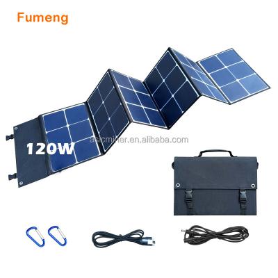 China Foldable Solar Power System 6 Times Solar Panel 120w Outdoor Solar Plate Charger 120W Solar Camping Solar Panels for sale