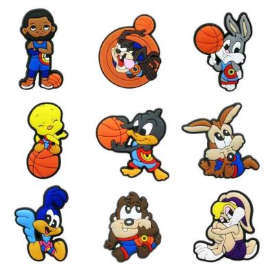 China Hoop Charms Decorations One Set 9pcs Cartoon Wholesale PVC Hoop Shoe Charms Amazon Shoe Croc Soft Rubber Charms As Gift For Kid for sale