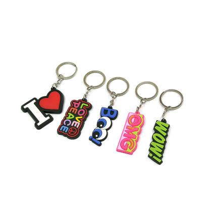 China New Design Promotion Gift PVC Keychains Key Chain 2D Cartoon Promotional Gifts Metal Craft Custom Stock Number Soft Rubber Keyring for sale