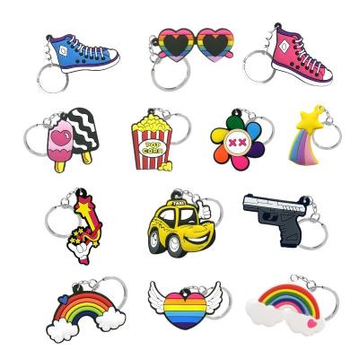 China New Design Gift 2022 Promotion PVC Keychains Key Chain 2D Cartoon Promotional Gifts Metal Craft Custom Stock Number Soft Rubber Keyring for sale