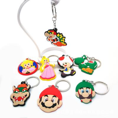 China New Design Mario Promotional Gift PVC Keychains Key Chain 2D Cartoon Promotional Gifts Metal Craft Custom Stock Number Soft Rubber Keyring for sale