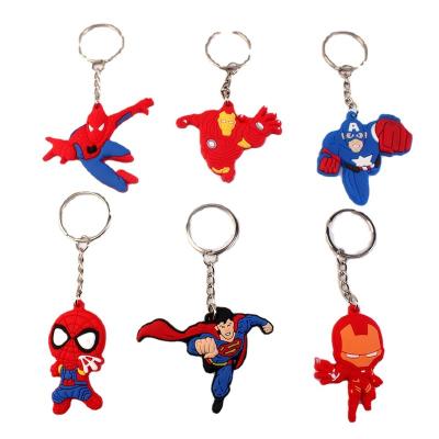 China 2D Cartoon Key Chain Promotion Gift Superhero PVC Keychains Promotional Gifts Metal Craft Custom Soft Rubber Keychain Stock Number for sale