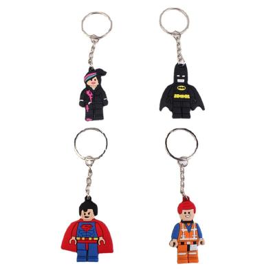 China 2022 Promotional Gifts Metal Craft PVC Keychains 2D Cartoon Key Chain Promotion Gift Superheroes Custom Soft Rubber Keyring Stock Number for sale