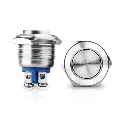 China Brass/LA128A16B-10 16mm Stainless Steel Dome Pin Screw Automatic Reset Metal Bell Nickel Plated Waterproof Push Button Switch for sale