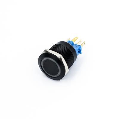 China LA128A22-11D 22MM Ring Illuminated Momentary Black Metal Brass Nickel Plated Push Button Switch for sale