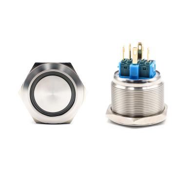 China Circular stainless steel 30mm 5A LED3-220V metal waterproof button with light for sale