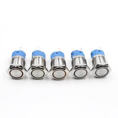 China 19mm 5pin 3-220V LED Light Nickel Plated Stainless/Copper High Quality Waterproof Metal Button Switch for sale