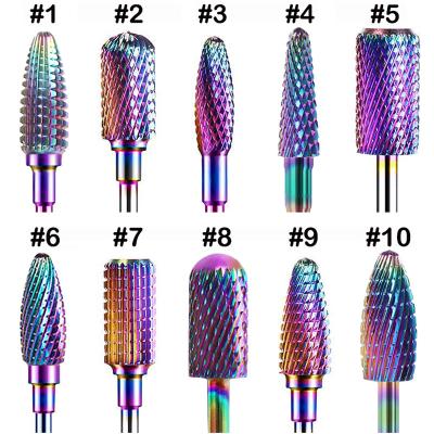 China Electric Nail Mills Cutter Nail Drill Bits Nail Art Beauty Professional Tungsten Holographic Gold Head Carbide Nail Drill Bits High Quality for sale