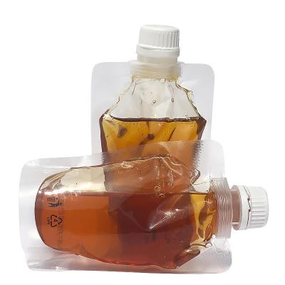 China 2022 Hot Selling Recycled Materials 300ML 200microns Stand Up Spout Pouch Fruit Juice Honey Plastic Bag Food Grade Material PE for sale