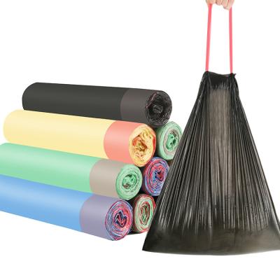 China China Manufacture Disposable Roll Heavy Duty Black Drawstring Garbage Bag for sale