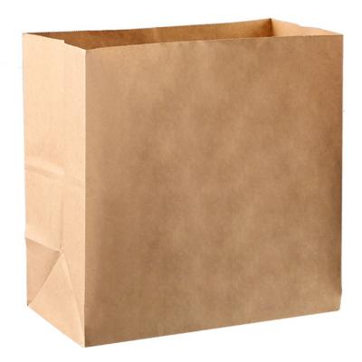 China Low Price Guaranteed Brown Bottom Takeout Paper Bags Recyclable Quality Square Fast Food Kraft Paper for sale