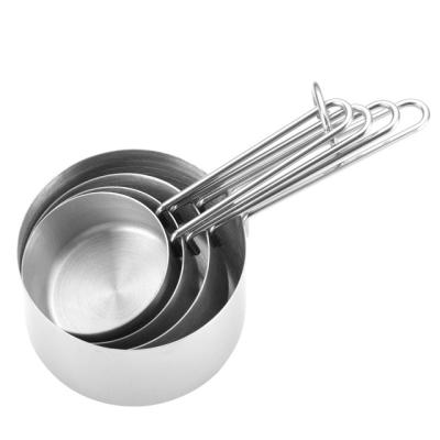 China Sustainable Stackable 4pcs Kitchen Tools Stainless Steel Baking Measuring Cup Set Measuring Tools for sale