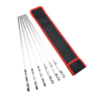 China High Quality Easily Cleaned Amazon Best Seller Food Grade BBQ Tool Kit of 6 Long Stainless Steel Skewers for sale