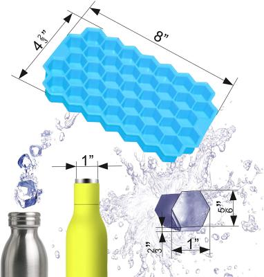 China Sustainable Easy Release Soft 37 Ice Cube Tray Honeycomb Shaped Silicone Ice Cube Molds With Sealed Lid for sale