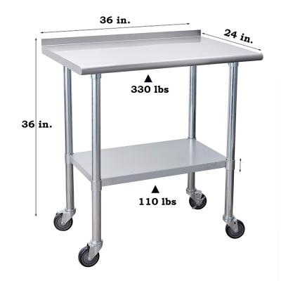 China Hotel Buffet Food Equipment Double-Layer Stainless Steel Trolley School Kitchen Double-Layer Table Trolley for sale