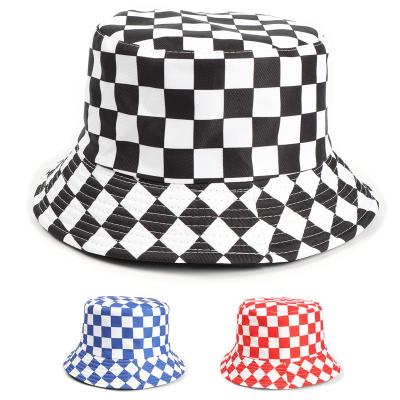 China 2021 Reversible Fashion Checked Hat Women Reversible Cheap Bucket Hat for sale