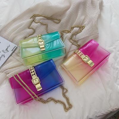 China 100% Transparent Ladies Handbags and Purses Mini Bags Woman Candy Jelly Eco-Friendly Fashion Women Handbags for sale