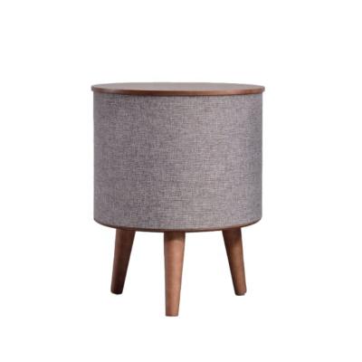 China Convertible Smart Modern Wooden Round Speaker Side Bedside Table Charger Speaker Table with Customizable Wireless Charging for sale