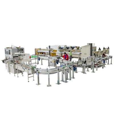 China Toilet Tissue Paper Napkin Making Machine Production Line With Single Log Saw en venta