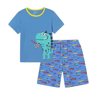 China Breathable Short Sleeve Shorts For Kids With Elastic Waistband Design Knitted Pajamas Boy Kids Sleepwear for sale