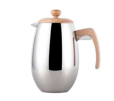 China Who respects the environment. Wholesale 1000ml Stainless Steel Easy To Use Double Wall Cafe American French Press Coffee Maker for sale