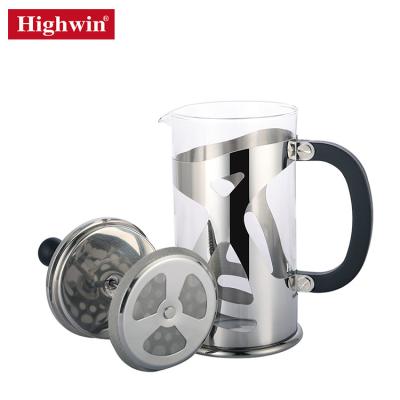 China Highwin Viable Factory Coffee Maker Borosilicate Stainless Steel Cold Flame Glass French Press for sale