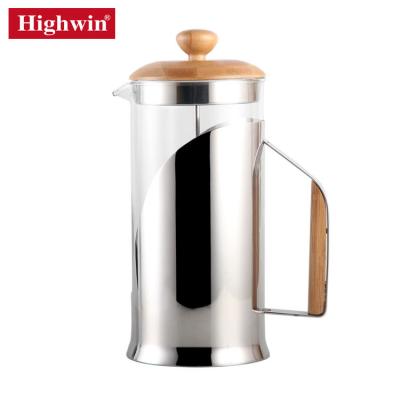 China Sustainable Bsci Audit Highwin Factory Stainless Steel Coffee Filter Teapot Cold Brew Coffee Maker Borosilicate Glass for sale