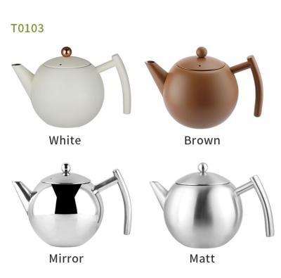 China Sustainable Single Walled 304 Grade Stainless Steel Teapot With Tea Filter for sale