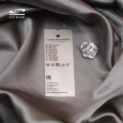 China Original Factory Eco-friendly Competitive Price Directly Cut Washable Satin Care Label for sale