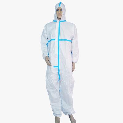 China SBPP/SMS/MICROPOROUS Safety Disposable Heat Sealed Tape Coverall With Hood For Chemical And Protective Industry for sale