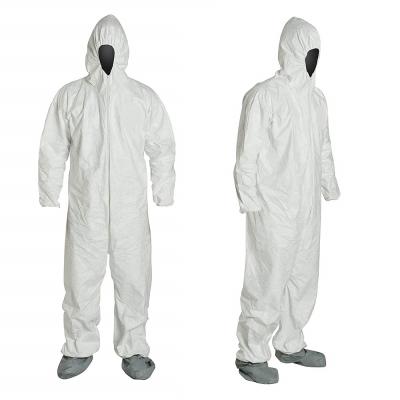 China SBPP/SMS/MICROPOROUS disposable protective coverall with elastic cuff attached hood and boots for sale