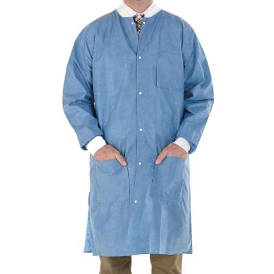 China High Performance SMS Antistatic Disposable Lab Coat With Knit Cuffs And Collar for sale