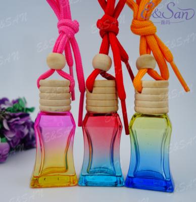 China FMPS931-6ML Wholesale PERFUME Wooden Cap With Rope Color Glass Car Perfume Empty Bottle Diffuse Hanging Hot Stock for sale