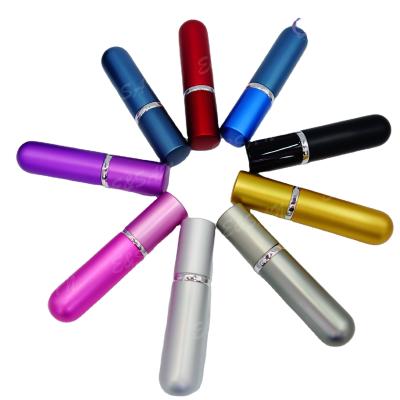 China Wholesale Personal Care L80-5ML Fancy Round Glass Aluminum Refill Bottles Empty Perfume Tube Perfume Atomizer Spray Hot Sale for sale