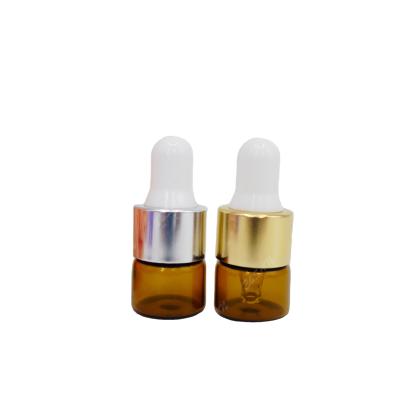 China LCD01-1ML Brown Care Dropper Tube Nipple Essential Oil Bottle Glass Perfume Personal Glass Slot Charging Empty Bottle Hot Stock for sale