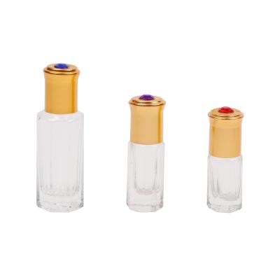 China Clear 3ml Perfume Bottle Glass Octagonal Empty Rollerball Bottle Cosmetic for sale