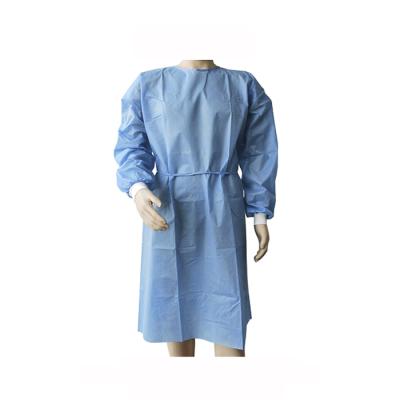 China Long Sleeves With Cuff SMMS Disposable Hospital Isolation Gown AAMI Knitted Protective Level 2 Gown for sale